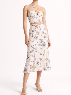 Abercrombie & Fitch Floral Set Top S - Skirt XS Midi Cottagecore Summer